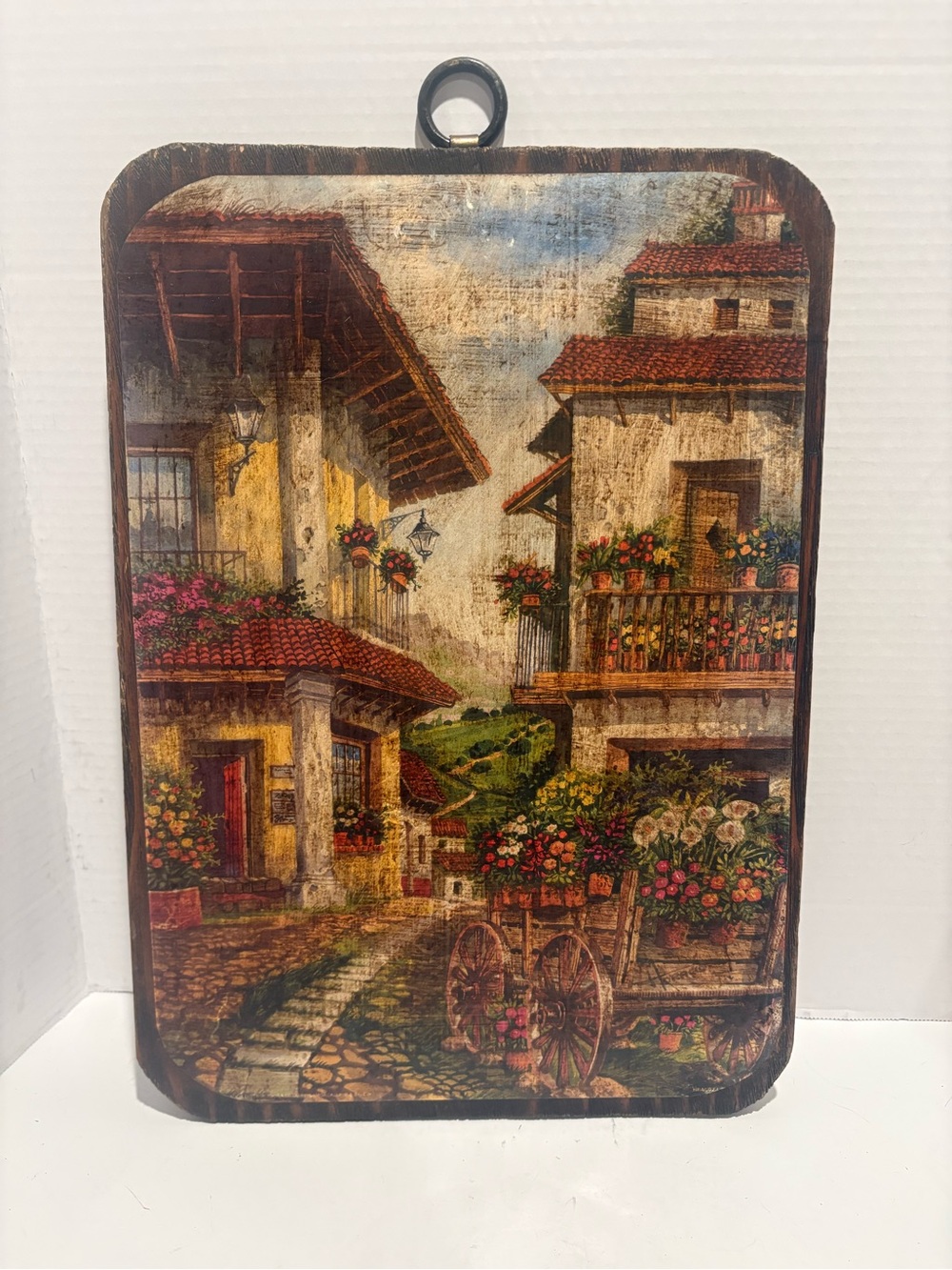 Rustic Village Floral Wall Plaque - Multicolor
